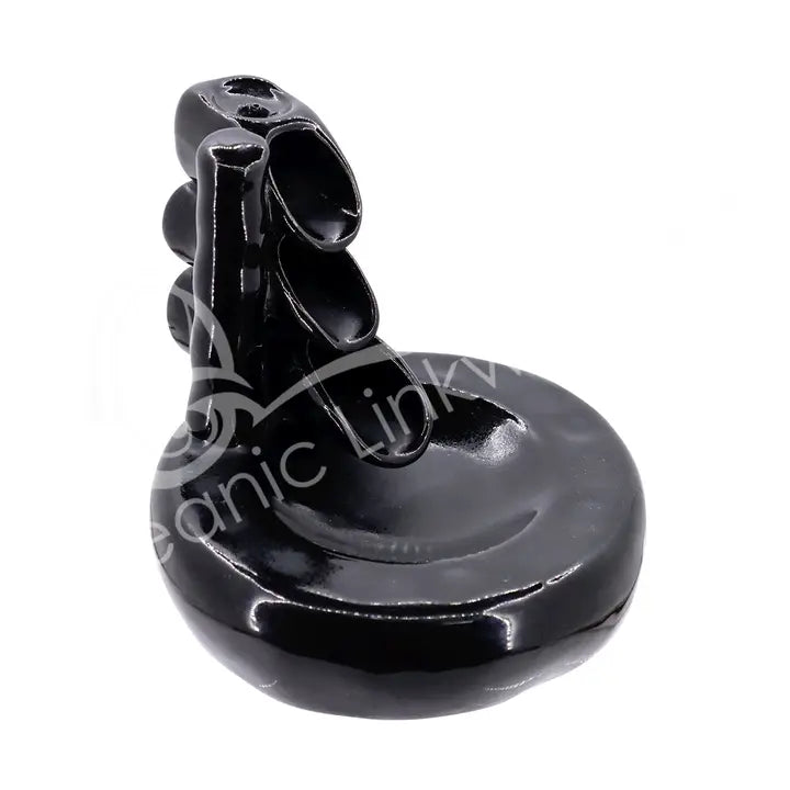 Cone Burner - Backflow Black Ceramic Bamboo 4"H X 5"W